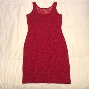 Red fitted lacy dress